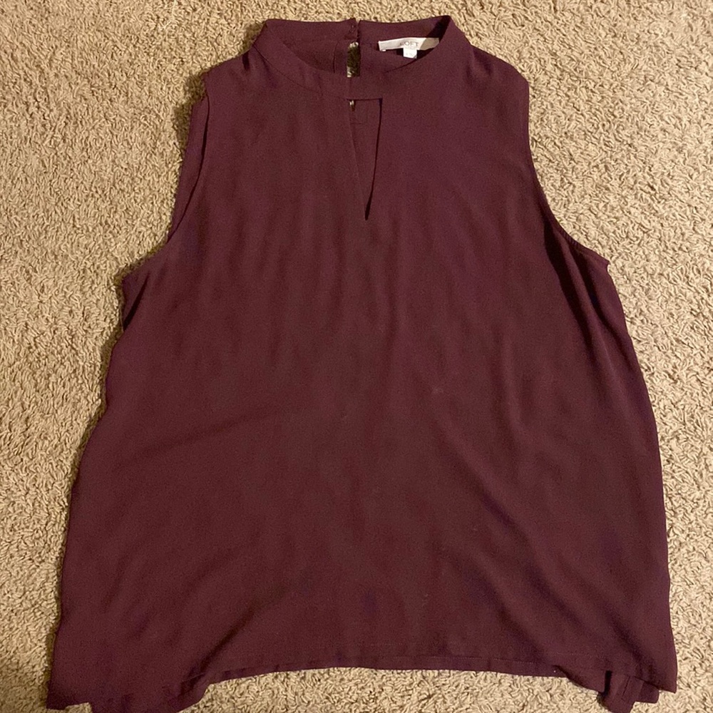 LOFT sheer tank top- maroon